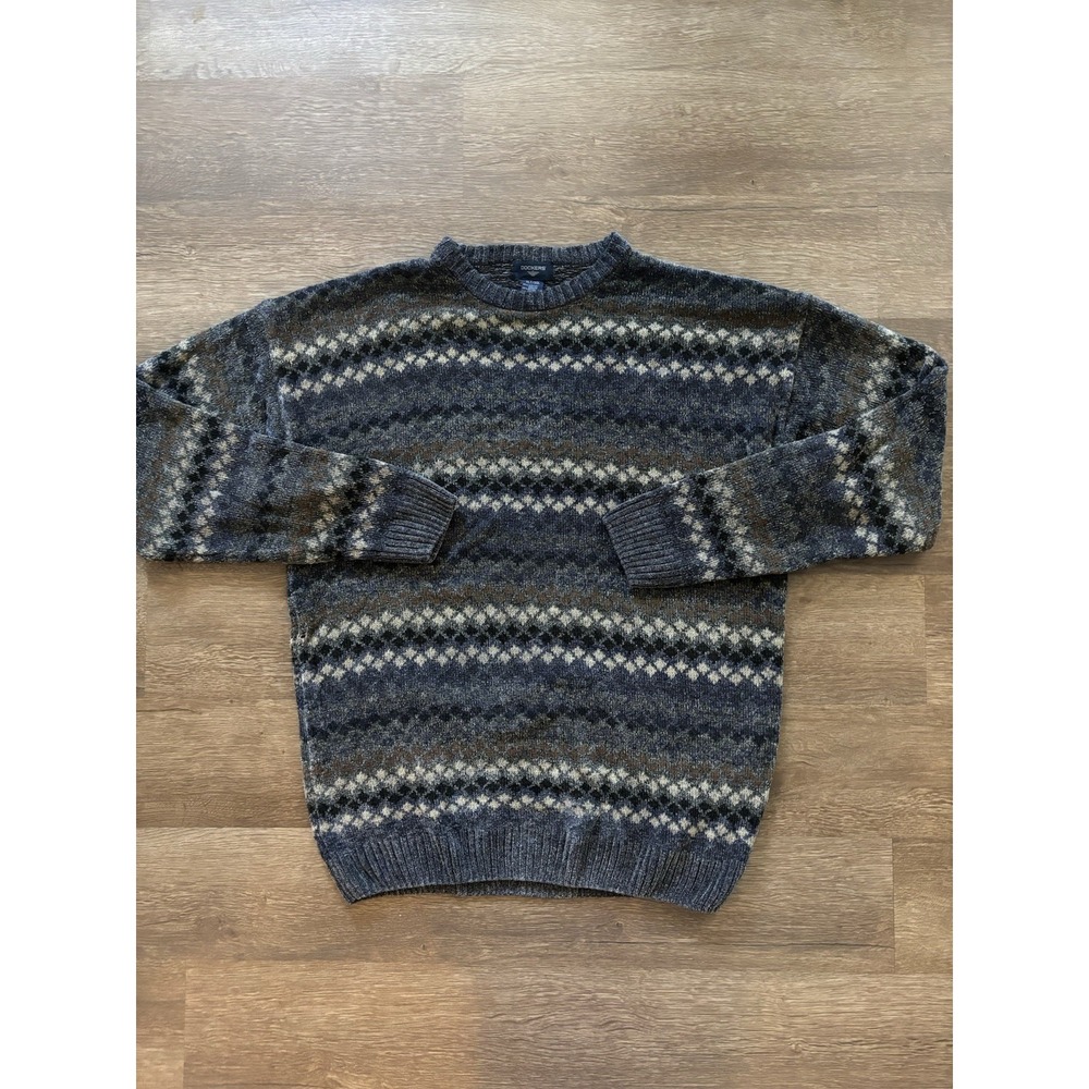 Vtg Sweater Fair Isle Mens‎  XL Tall Navy Dockers Cotton Heavy Pullover Vintage